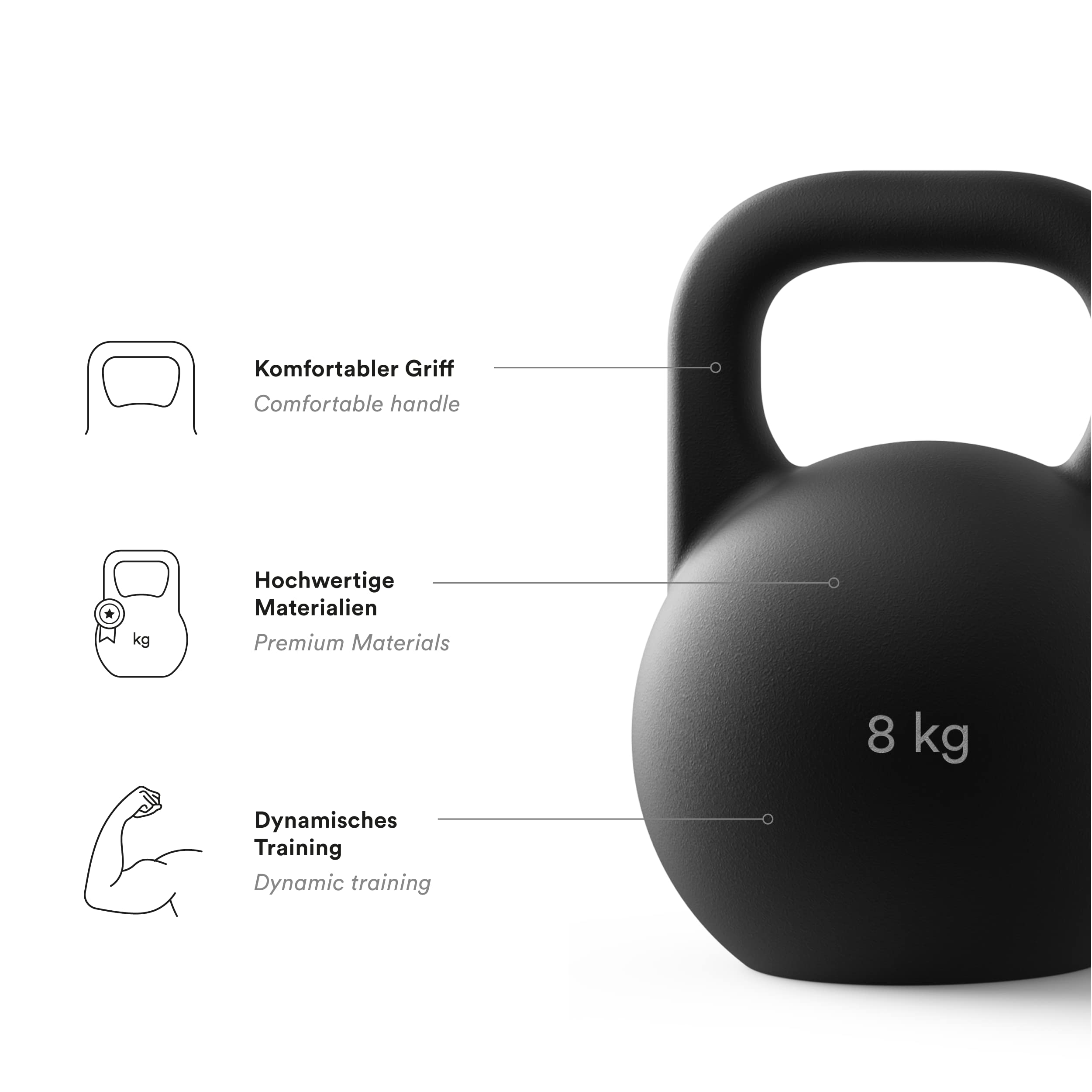 STRYVE Competition Kettlebell 4-16 Kg, hochwertige Kugelhantel aus Gusseisen incl. Trainingsplan