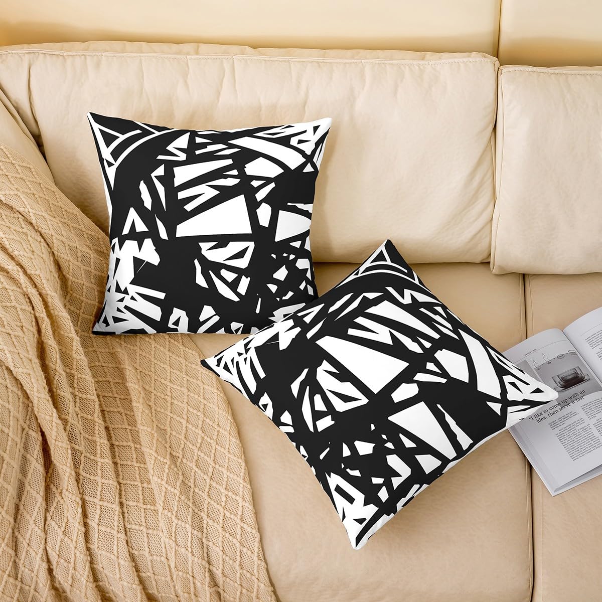 Homemissing Juego de 4 fundas de almohada decorativas de 50 x 50 cm, diseño de rayas geométricas, para sofá, cama, moderno, arte a rayas, para exteriores
