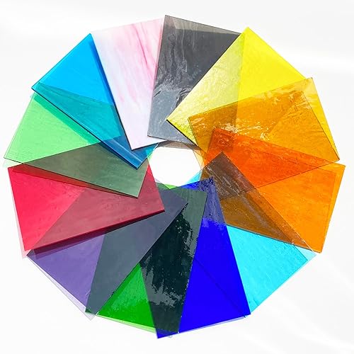 Miniatura 16 de ILLUCKAI 12 hojas de vidrieras fusibles COE 96, suministros de vidrio fundido de 4 x 6 pulgadas, selección azul y morado, suministros de fusión