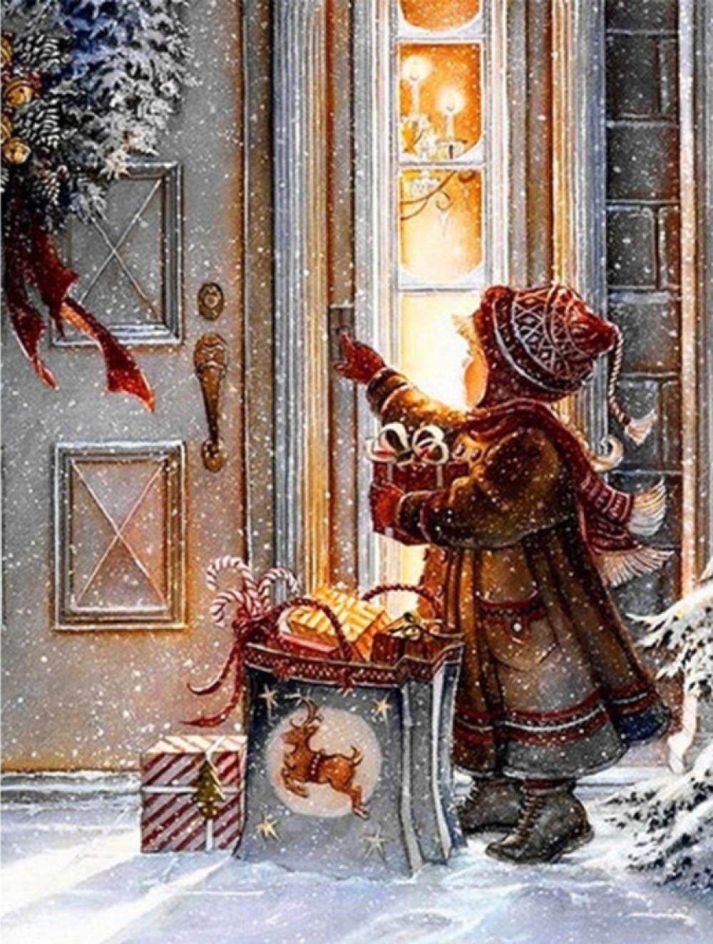 Peinture par numéros pour adultes Petit Match fille en hiver kit complet sans cadre 40x50cm