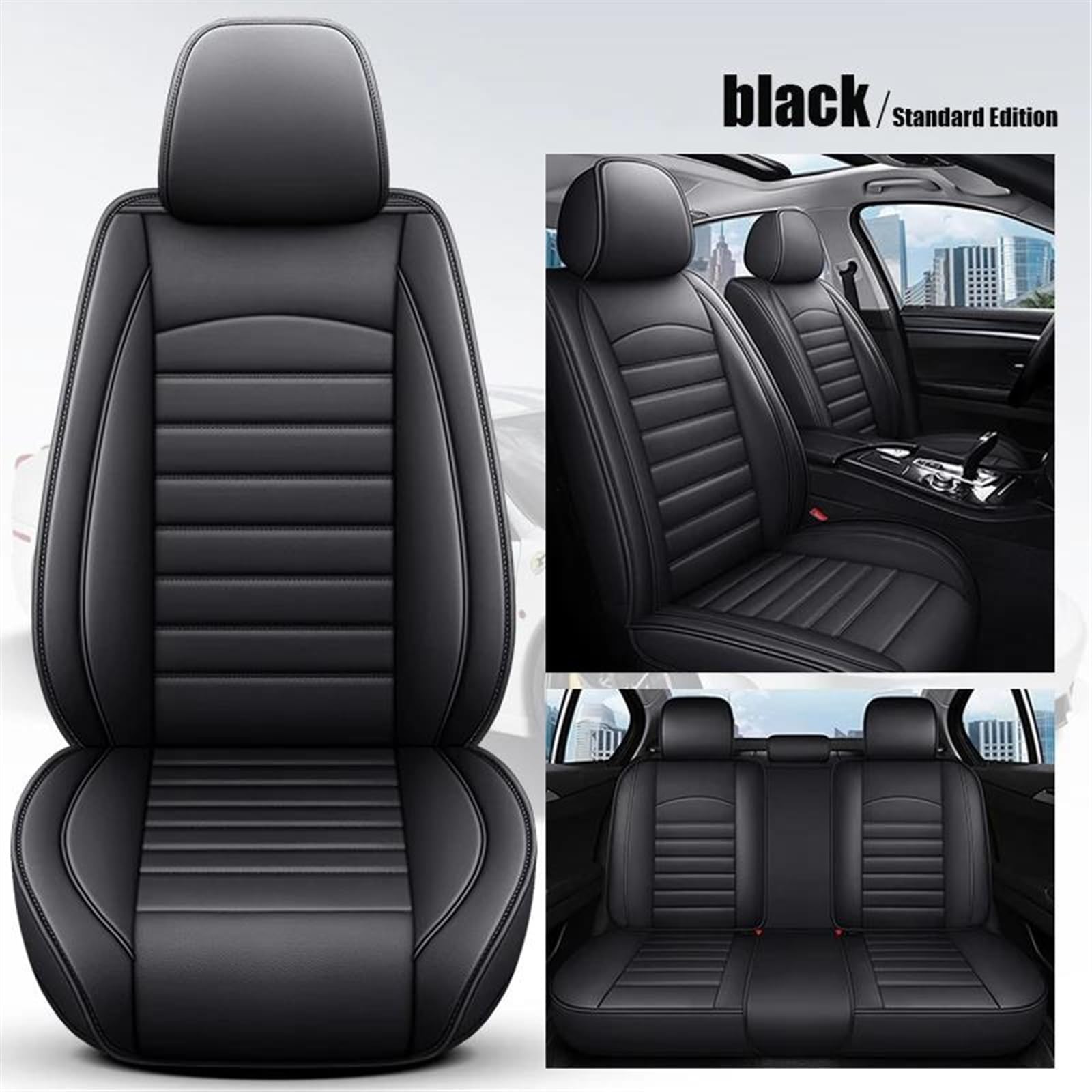Funda De Cuero para Asiento De Coche Accesorios para Chrysler Todos Los Medels para 300c 300 300m para Aspen para Cirrus para Daytona 5 Asientos Fundas Asientos(Negro)