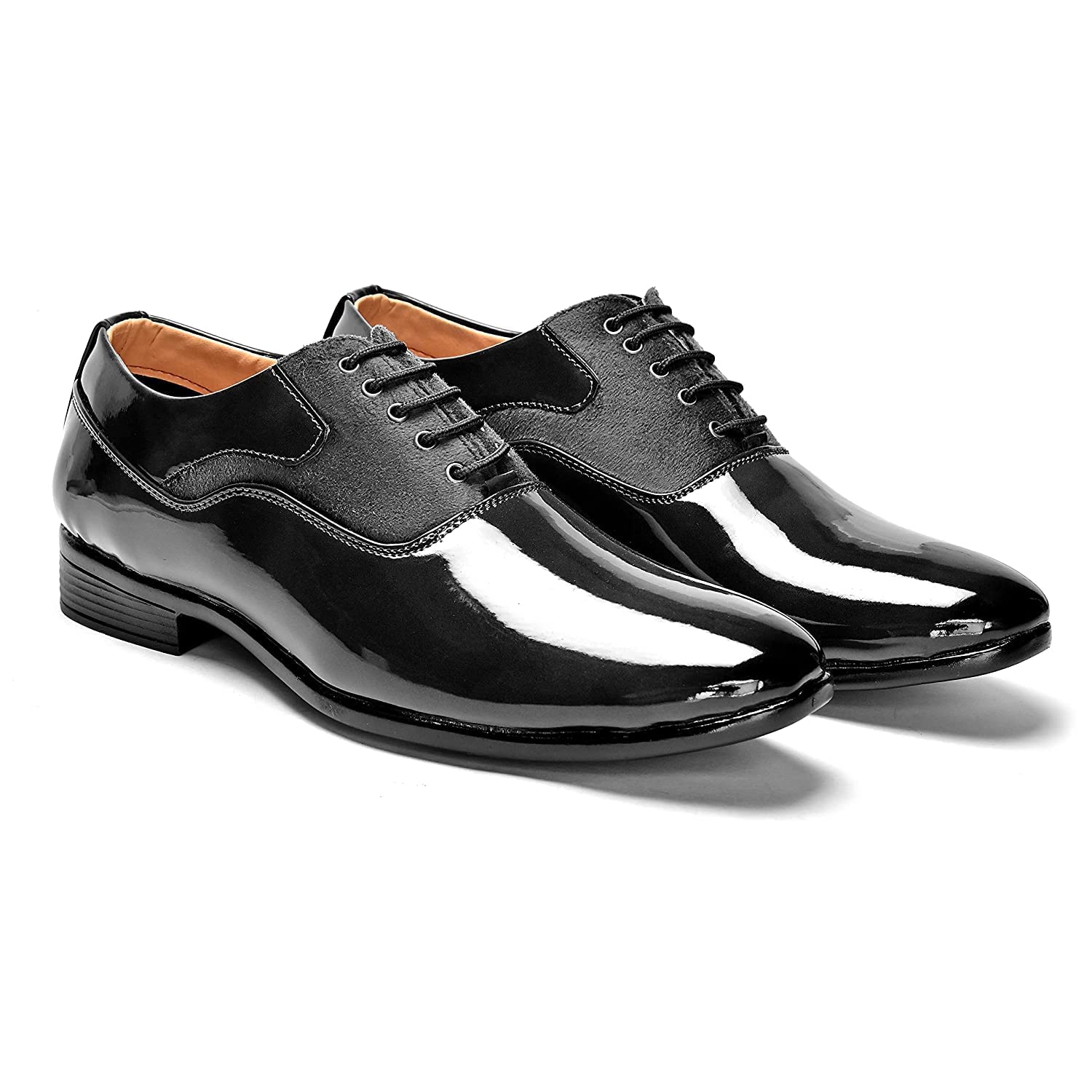 DE LOYON Men's Patent Leather Derby Formal Shoes