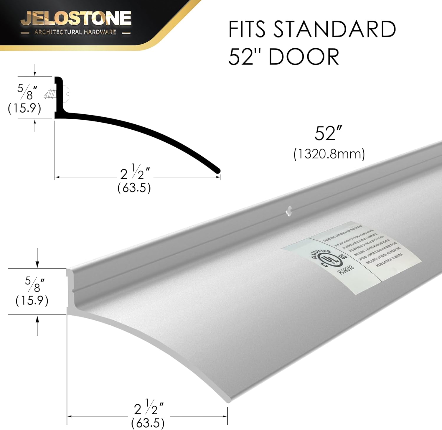 52" L x 2.5" W Commercial Grade Door Rain Drip Guard(Aluminum) - UL Rated Over Door and Window Drip Cap Rain Deflector - Drip Edge Roof Rain Diverter Guards House - JS-346RD, Clear Anodized
