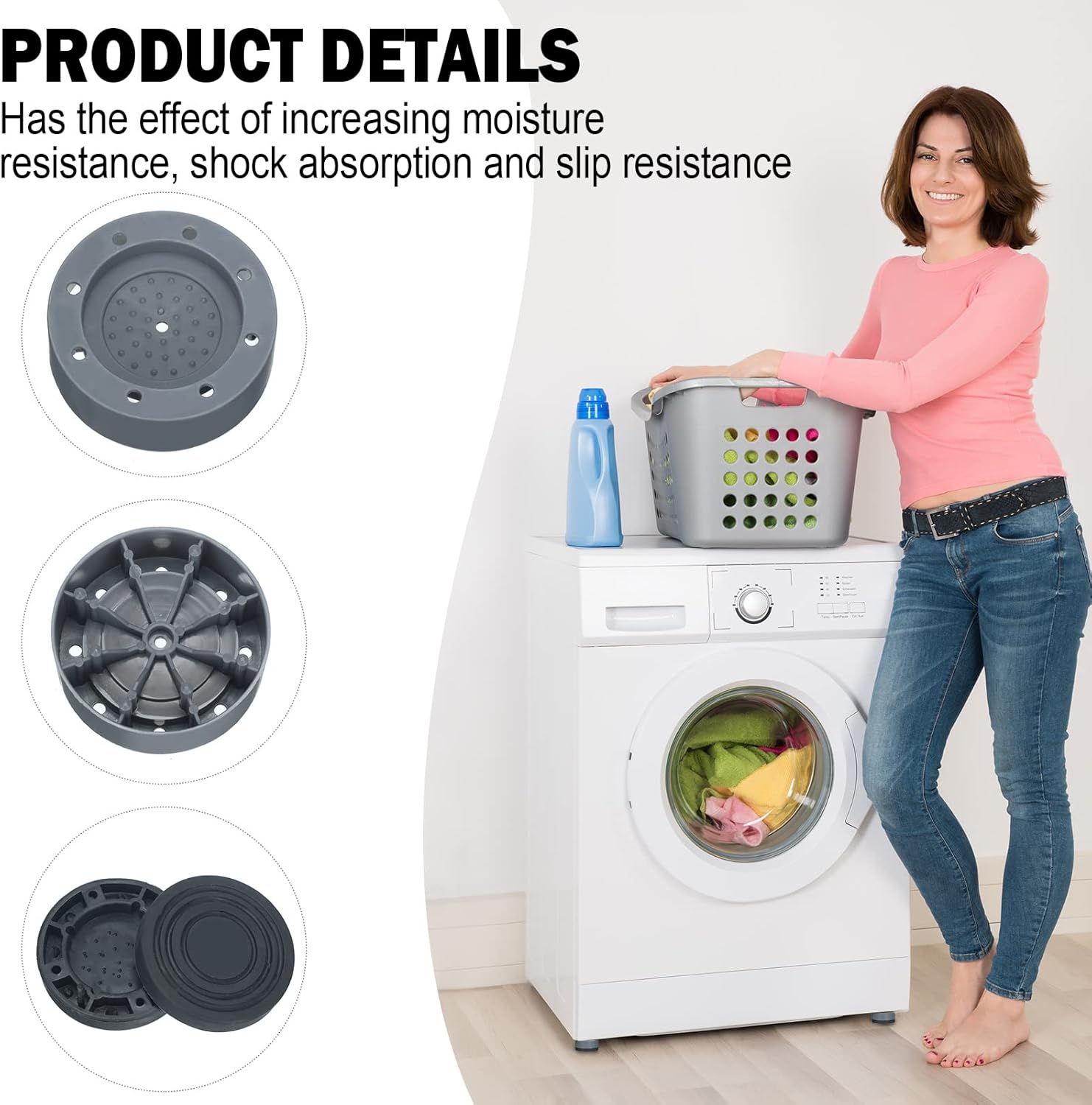 Treela 16 Set Furniture Bed Risers Adjustable Bed Risers Lifts Height 0.5" 1" 1.4" 2.4" or 5.3" Stackable Heavy Duty Furniture Height Extenders Lifts for Desk Table Chair(Gray)