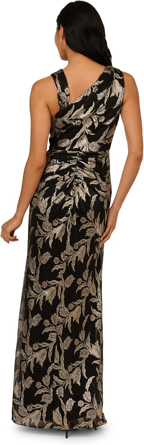 Adrianna Papell Womens Crinkle Metallic Mesh Gown - Image 2