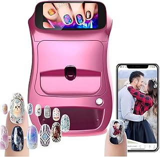 3D Automatic Smart Nail Machine Nail Printer,Digital Mobile Nail Art Printer w/Touch Screen Display,10 Seconds Painting,not Include Nail Polish. (Pinkpurple)