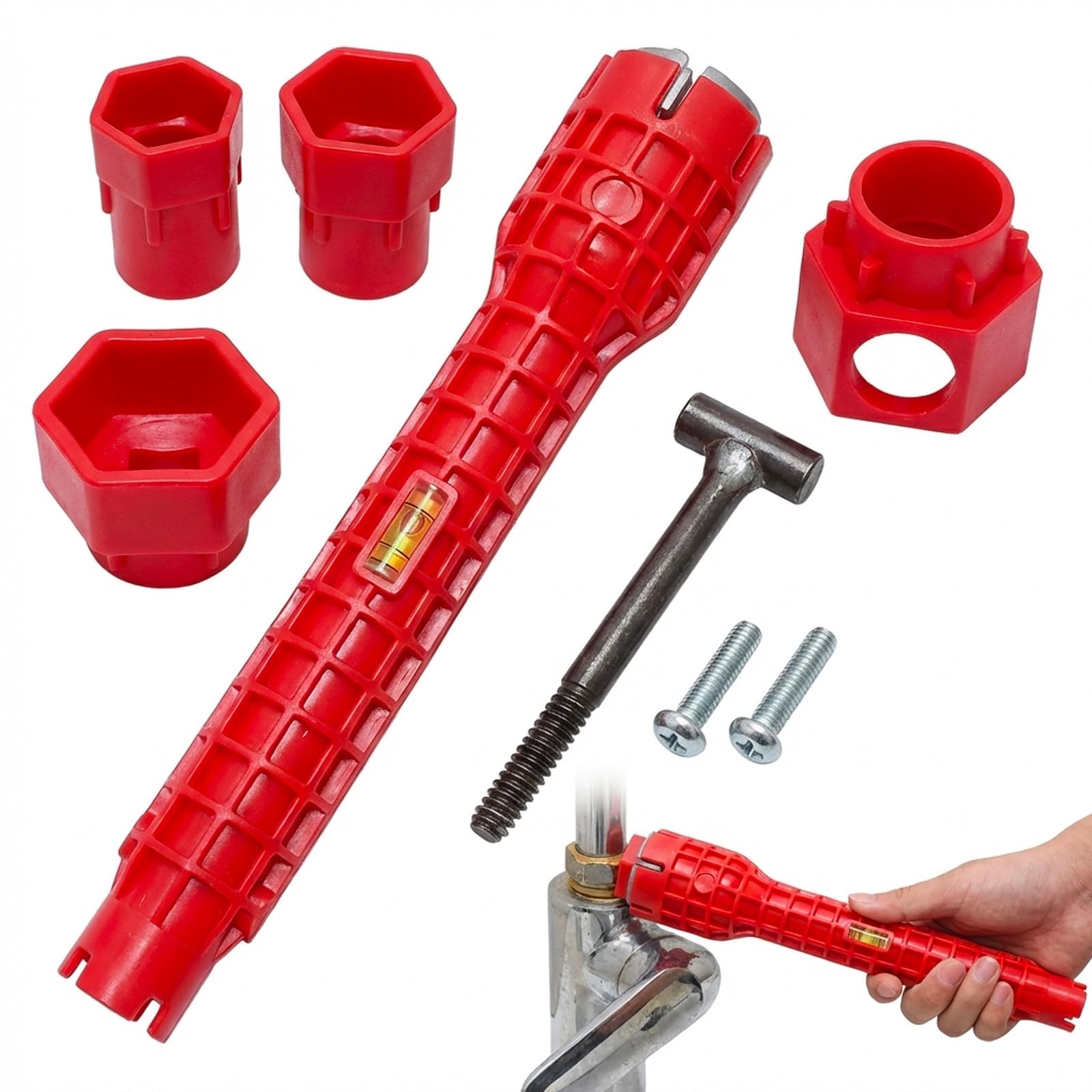 14-in-1 Tap Spanner for Tight Space, Sink Wrench,Faucet Wrench Tool Set, Monoblock Tap Spanner Set, Under Sink Spanner Tool, Kitchen Sink Repair, Bathroom Pipe Installation, Complete Plumbing Tool Kit