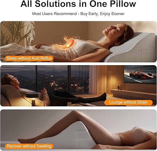 Miniatura 3 de Almohada de cuña de cama S-ergonómica, espuma viscoelástica refrescante y funda lavable, cuña triangular para dormir, alivio del reflujo ácido,