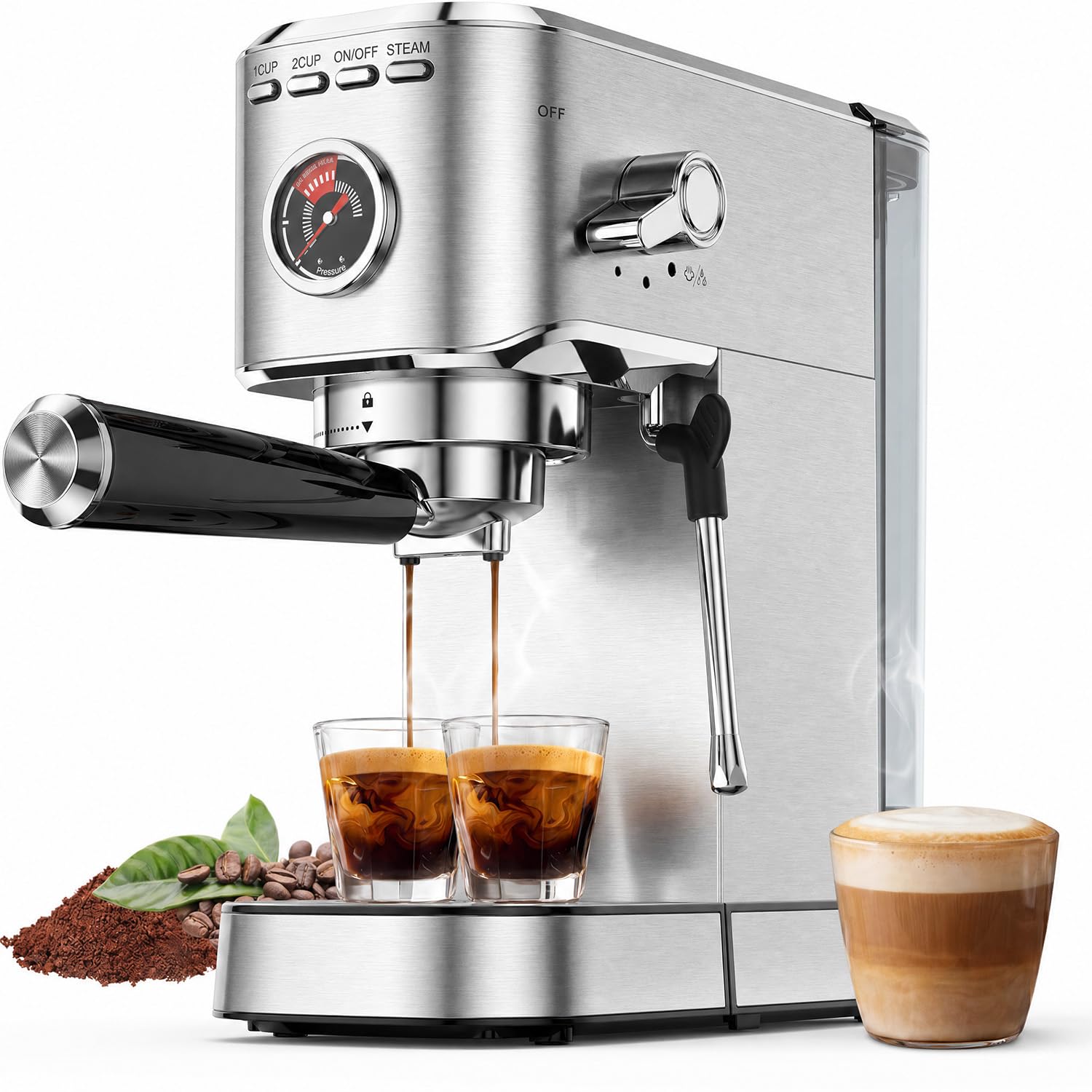 Photo 1 of Oaomi 20-Bar Espresso Machine - Silver, 39oz Tank