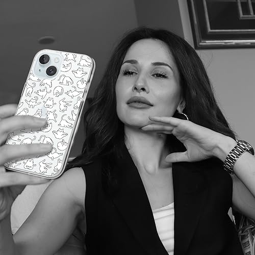 Miniatura 7 de Funda diseñada para iPhone 15 de 6.1 pulgadas, funda transparente con diseño de hongos y mariposas de dibujos animados para mujeres y niñas, funda