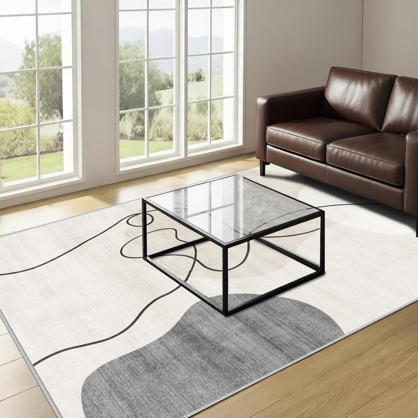 Dywan do salonu w stylu vintage, 90 x 150 cm dywaniki do sypialni, salonu, sypialni, kuchni, jadalni, duży dywan z krótkim włosiem, dywan do jadalni, antypoślizgowy zmywalny dywanik kuchenny