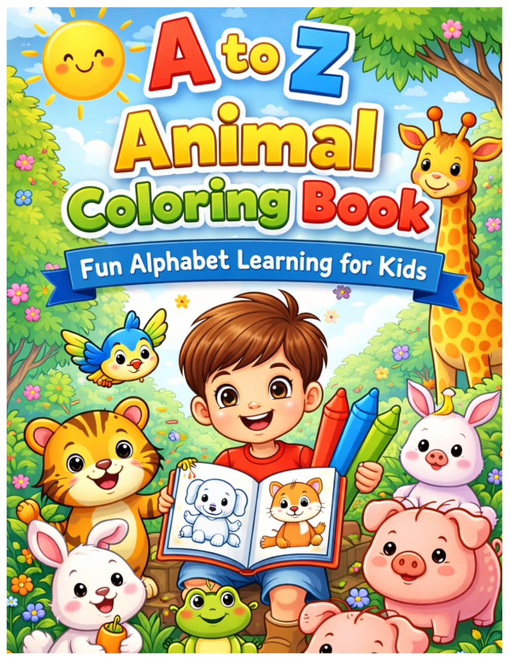 A to Z Animal Colouring book: Fun alphabet learning for kids