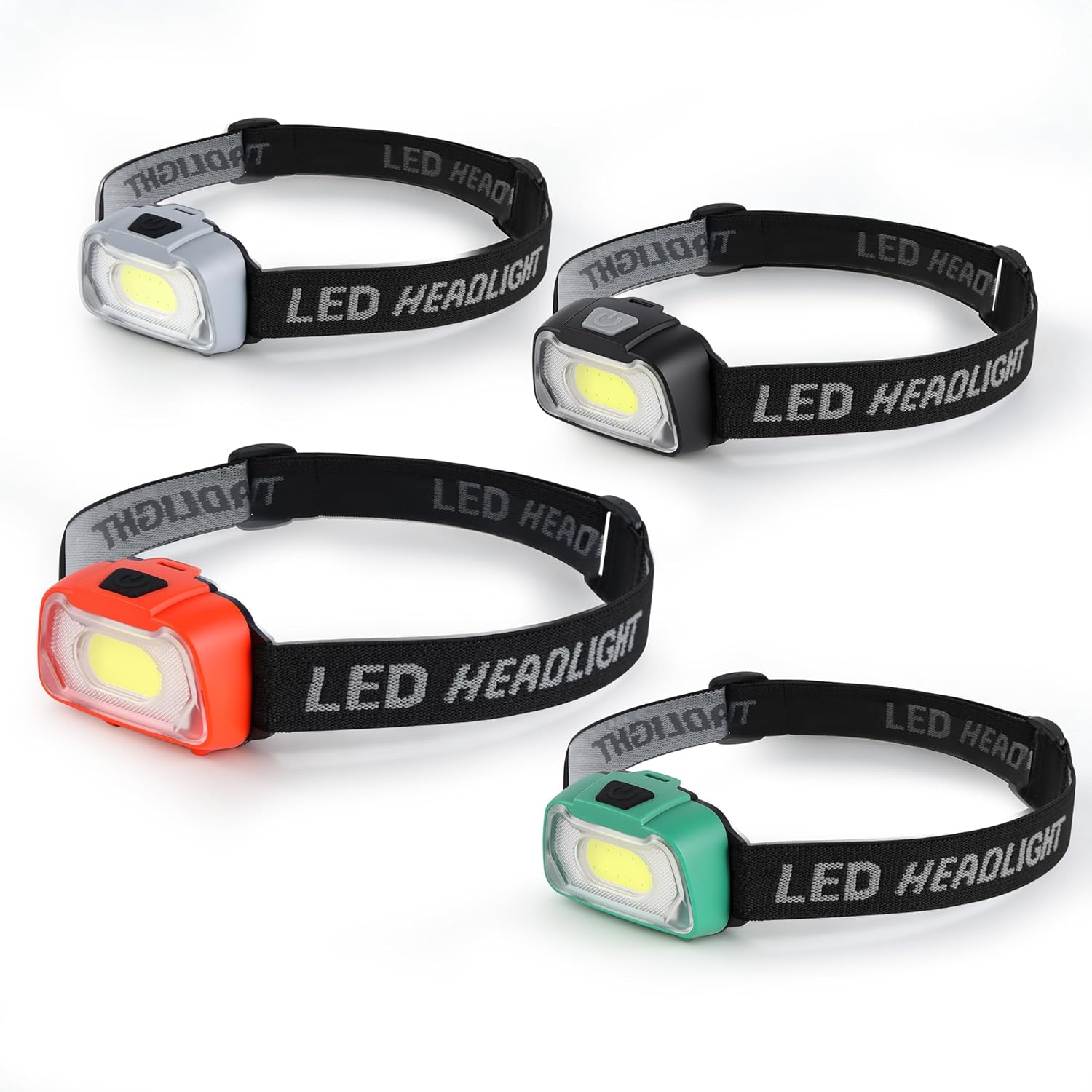 Lichamp Camping Headlamp Flashlight 4 Pack, Outdoor Battery Powered Head Lamp Gear for Running, Reading, Hiking, Walking, Climbing, Fishing, Hunting, Jogging, Headlight Multipack for Adults, Kids