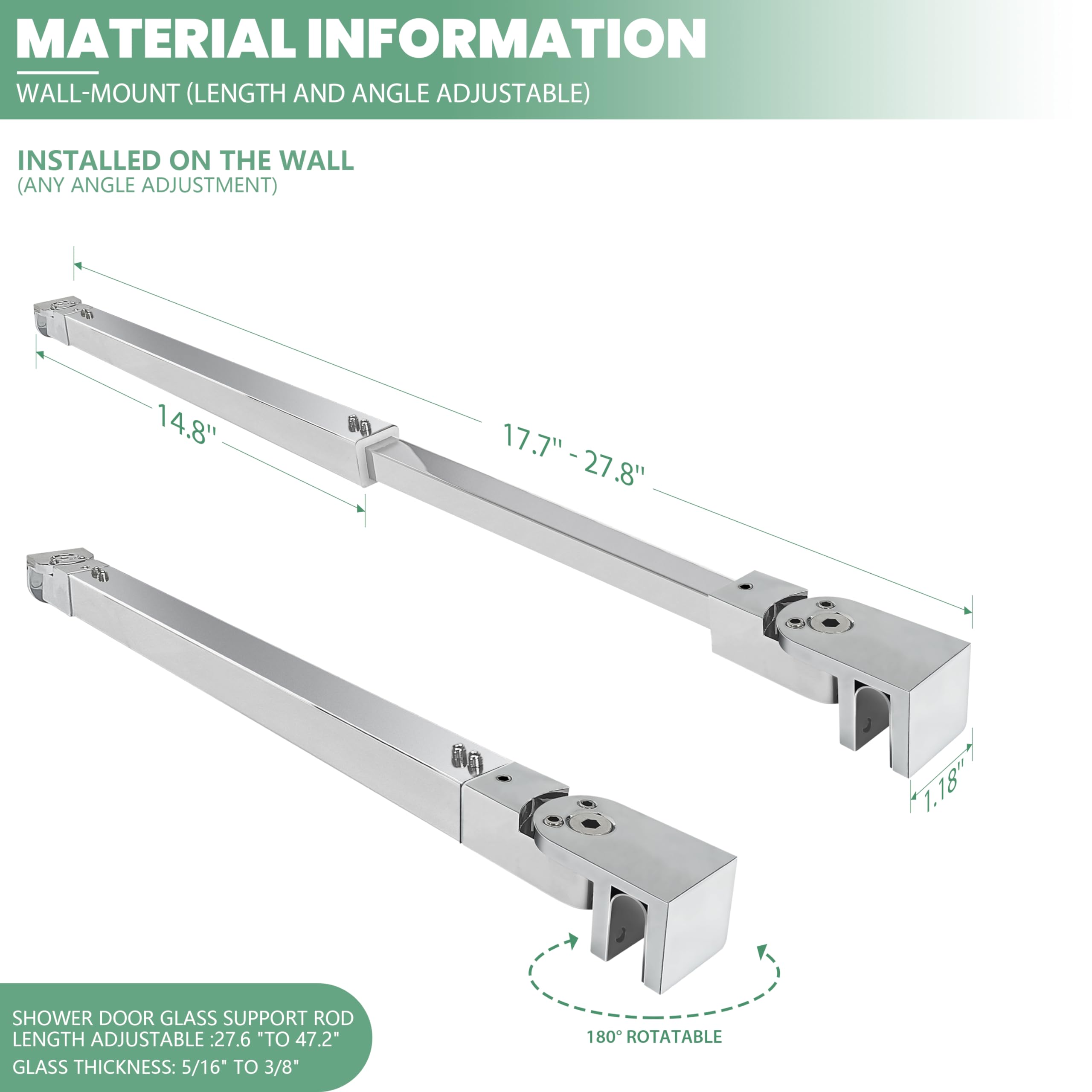 Barra de soporte de vidrio para puerta de ducha E010-450-700CM-PC