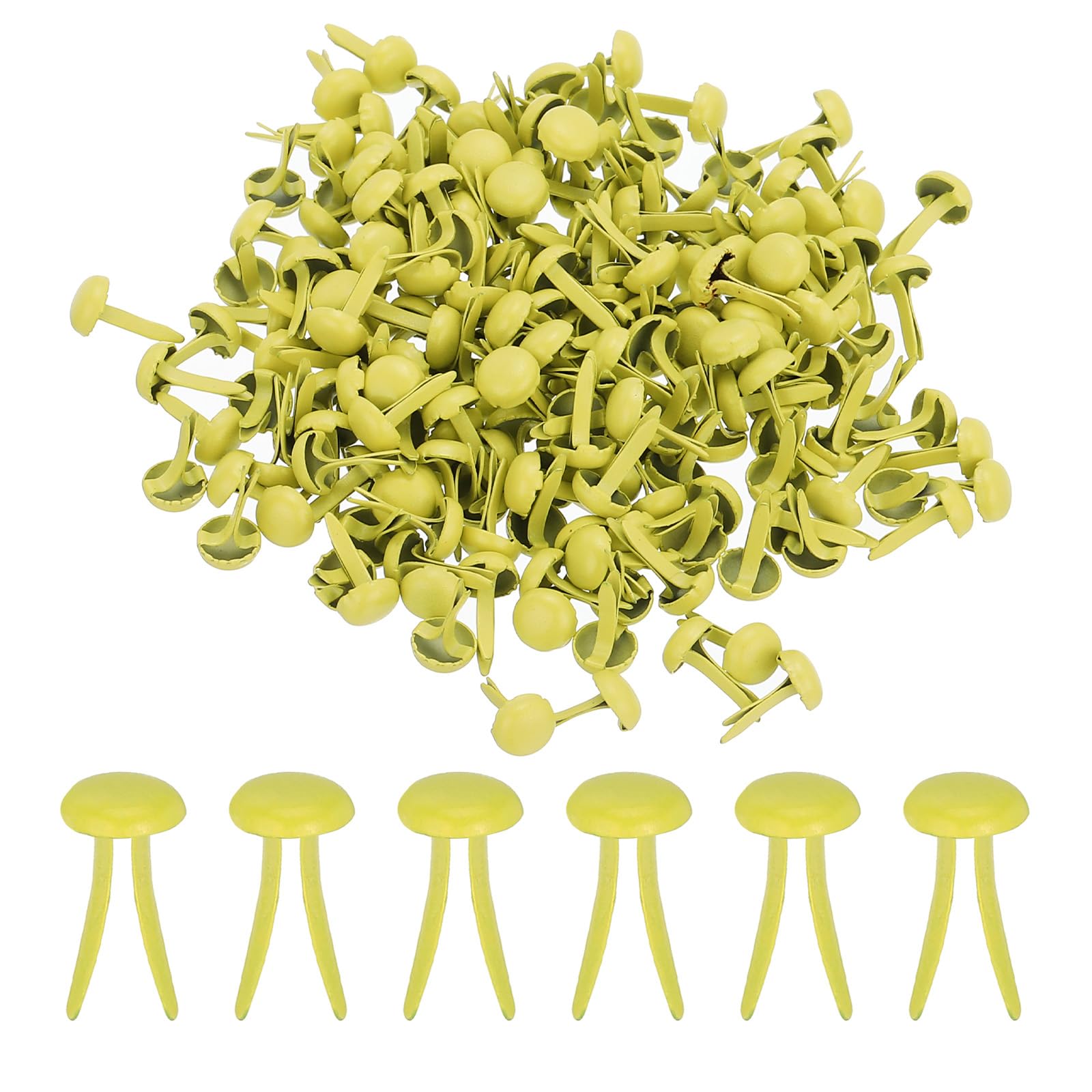PATIKIL 300 PCS Paper Brass Fasteners Split Pins Pastel Mini Metal Brads Round Head Plated Fastener for Craft Art Scrapbooking DIY Supplies Yellow