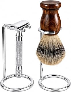 2 Pack Razor Holder Stand, Stainless Steel Safety Razor Stand and Shaving Brush Stand Set, Compact Shaver Holder, Razor Holder for Shower, Countertop, Sink and Vanity