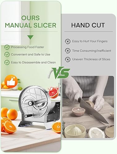 Miniatura 4 de Máquina cortadora de verduras comercial, cortadora manual de frutas, máquina de cortar patatas 0-0.4 pulgadas0.000-0.394 in de grosor ajustable,