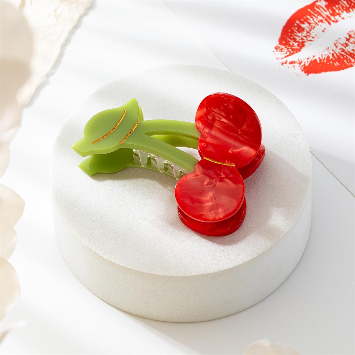 Fruit Cherry Shaped Hair Claw Clip Fashion Summer Medium Hair claw clips Strong Hold Hair Jaw Barrettes Hairpins Hair Ponytail Holder Decor Accessories for Women Thin Thick Curly Fine Hair - Image 2