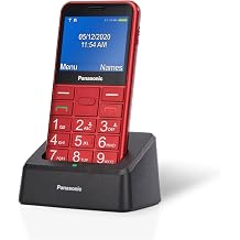 Panasonic KX-TU155EXRN 2G Essentials Handy f r Senioren Ladestation SOS-Notfalltaste Priorit tsanruf Gro tastentelefon h rger tekompatibel Bluetooth UKW-Radio Kamera Rot