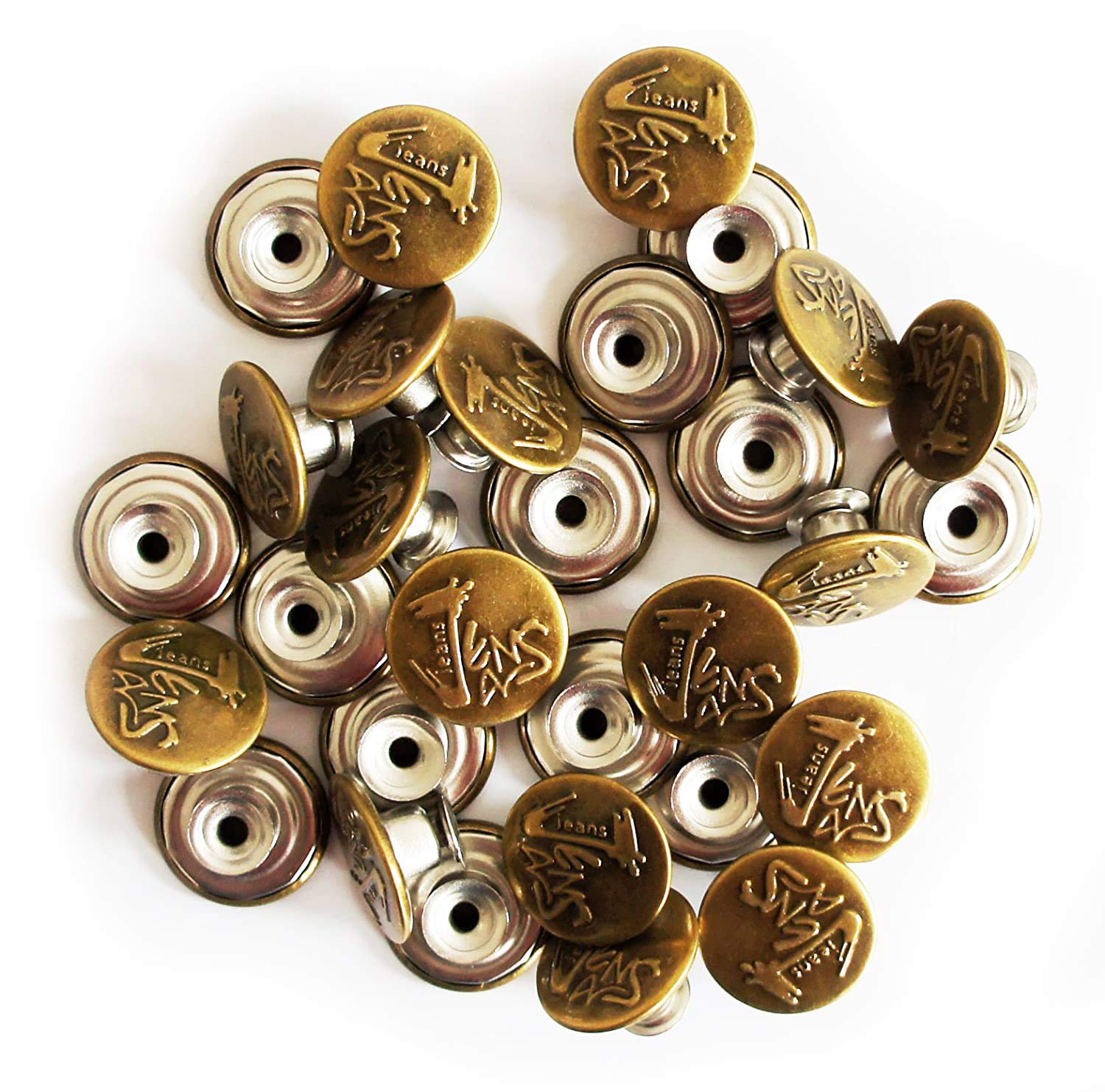 Jeans boutons dorés N°10 Main robustes en lot de 50 pièces pour réparer vos vestes