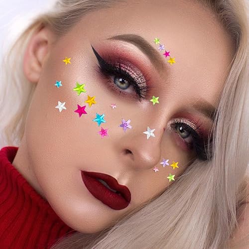 Miniatura 3 de Gemas para la cara con patrón de estrellas, diamantes de imitación autoadhesivos para Halloween, rave, maquillaje featival, para cuerpo, cara, ojos,