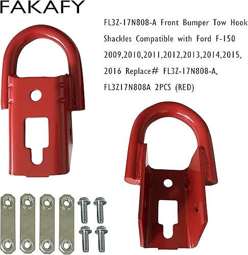 Miniatura 6 de Gancho de remolque para parachoques delantero, color rojo, anillo en D resistente con accesorios de repuesto para Ford F-150 2009 2010 2011 2014
