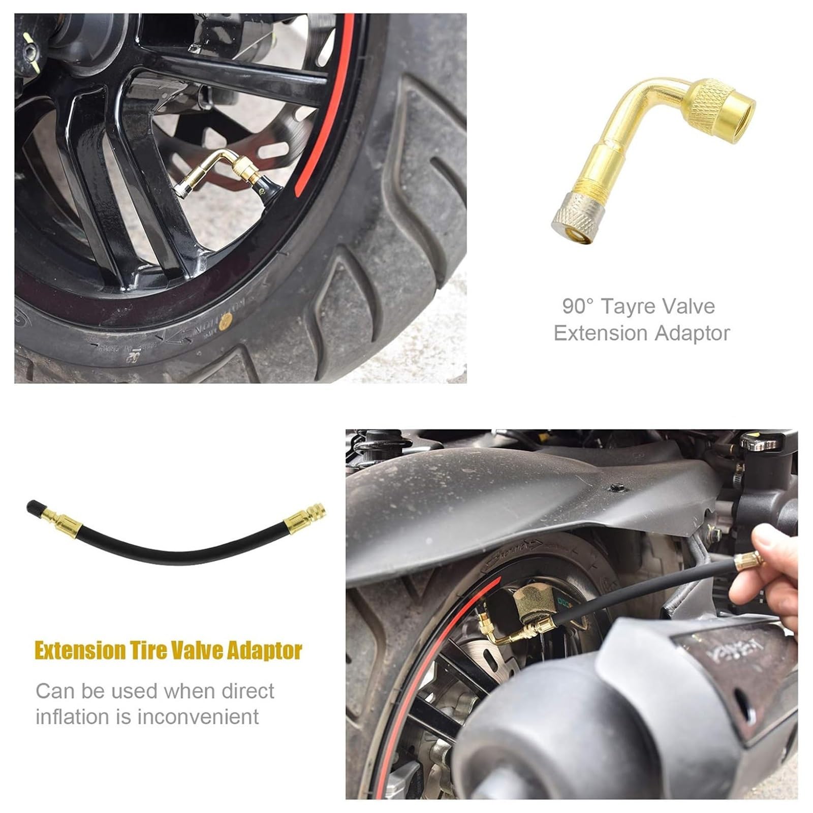 Extensión de vástago de válvula, 16 unidades, 21 cm, adaptador de extensión de válvula de neumático para motocicleta y bicicleta para coches, camiones, motocicletas y bicicletas