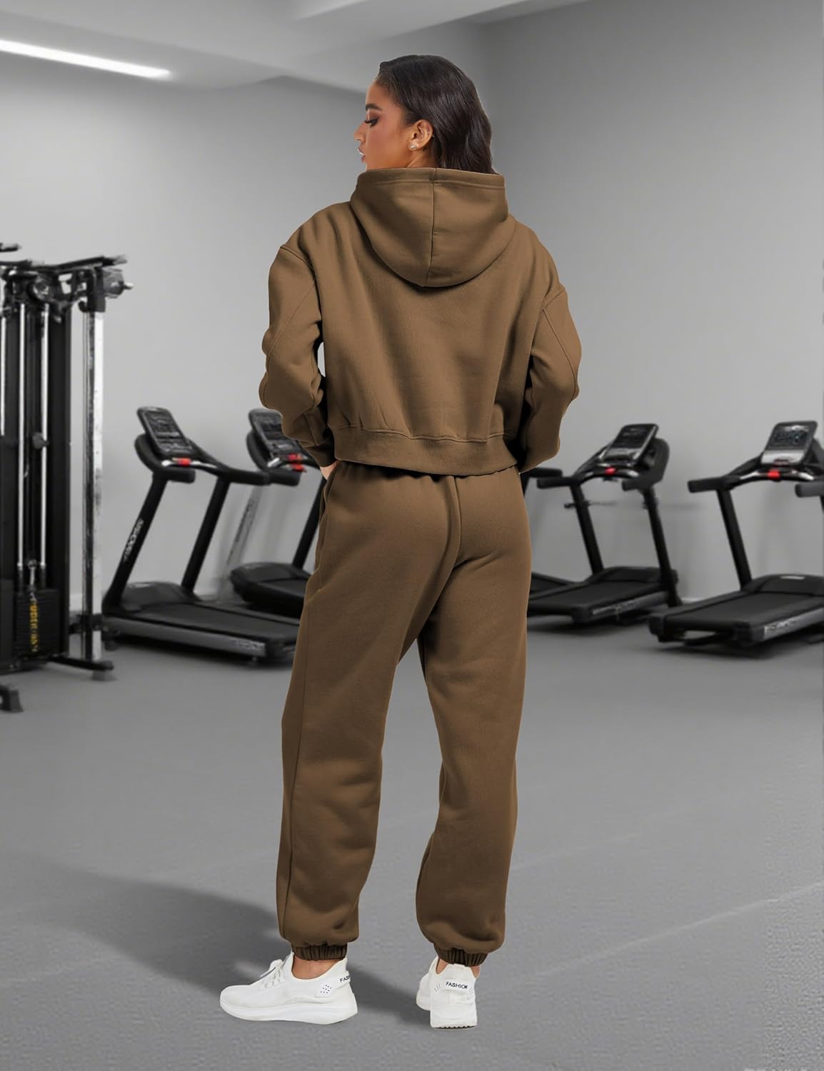 Sweatsuits for Women 2 Piece Set Crop Fleece Lining Hoodies Jogger Sweatpants Sweat Suits