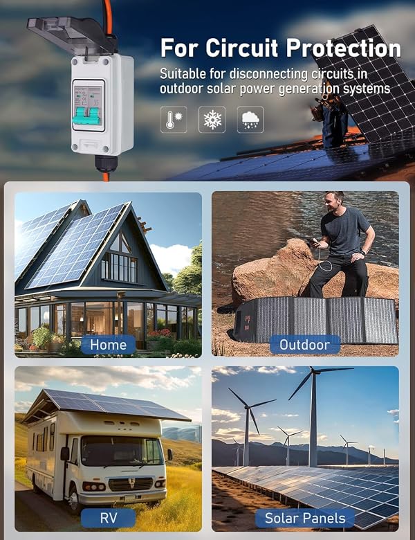 VOLTWIT Solar Disconnect Switch with Circuit Breaker，IP65 Outdoor,Overload Protection，for Solar Panel System, Battery, Inverter,1000V 10A by VOLTWIT - Image 6