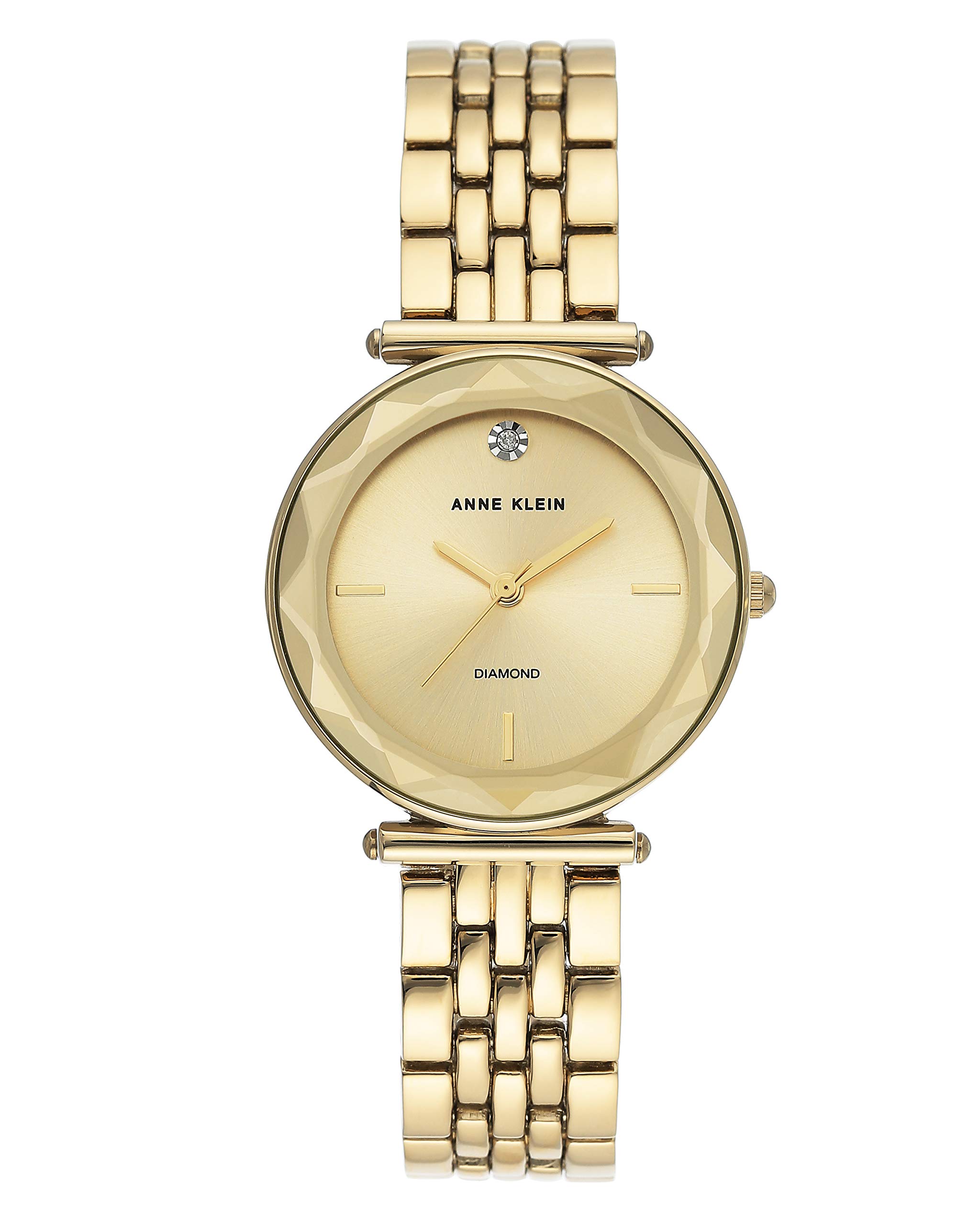 Anne Klein Women's Diamond Dial Bracelet Watch with Faceted Lens