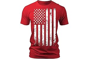 Men's Independence Day USA Flag Printed Short Sleeve Crewneck T-Shirt - Patriotic...