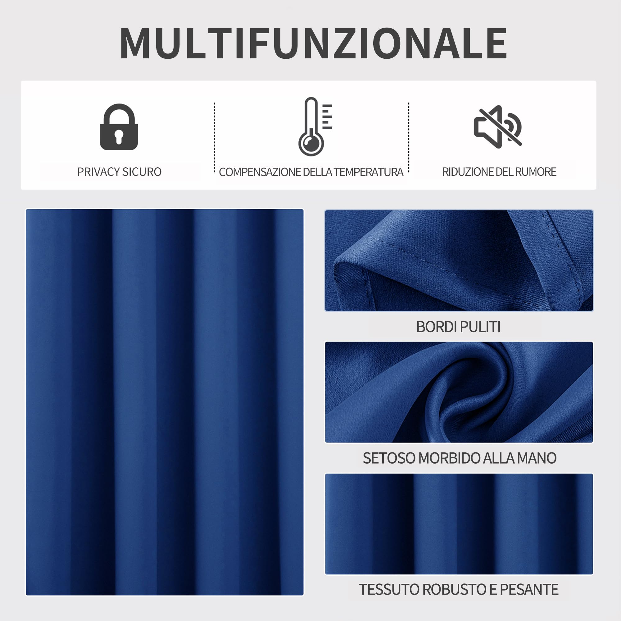 Joydeco Tende Oscuranti per Interni 2 Pezzi L 140 x A 175, Tende Termiche con Occhielli Blu Reale per Soggiorno Moderne, Cameretta Bambini, Camera