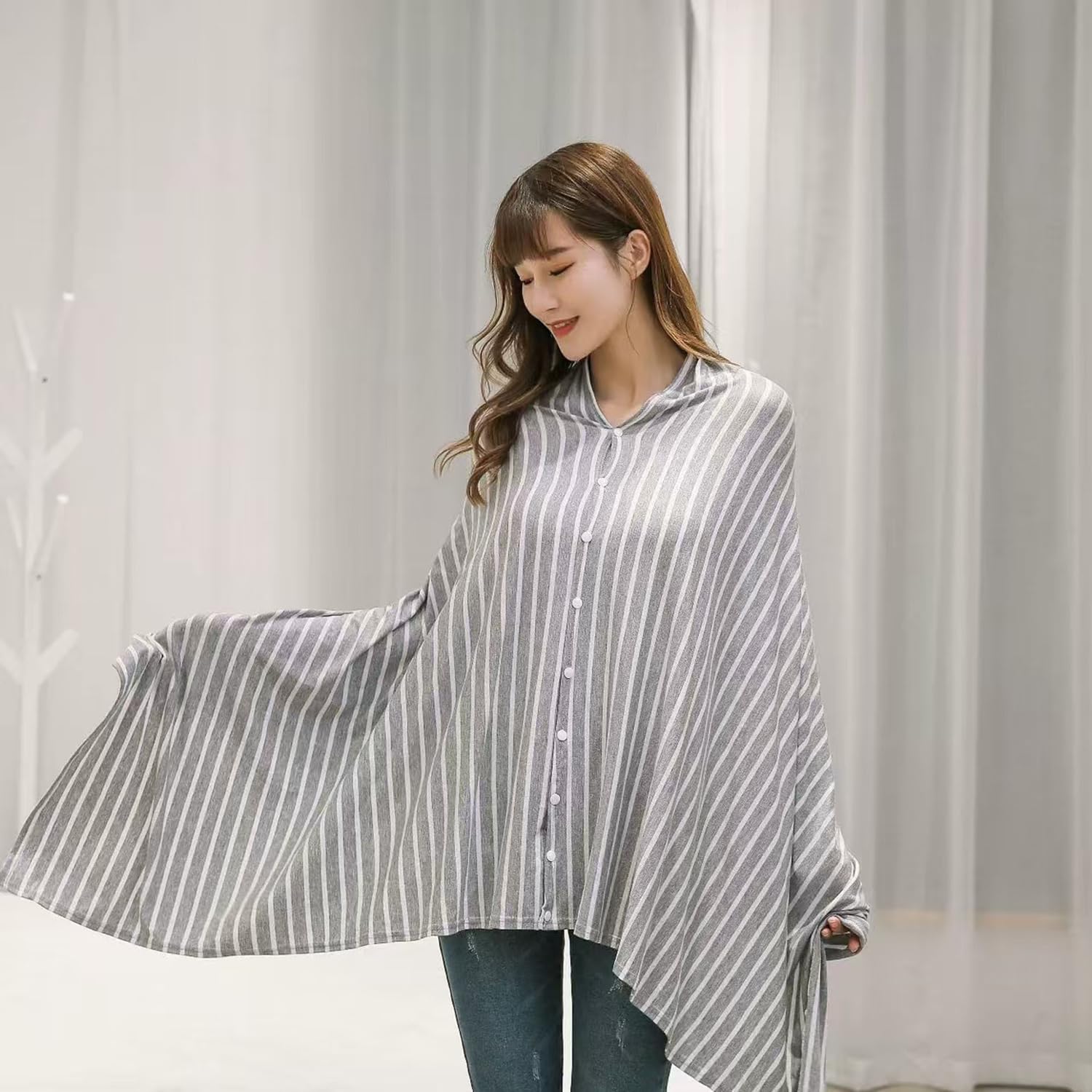 新品 大判スカーフ ホワイト 360度カバー ポンチョ 授乳ケープ Amazon.co.jp: [Chewes Kwen] 授乳ケープ ストール ポンチョ 綿 4way