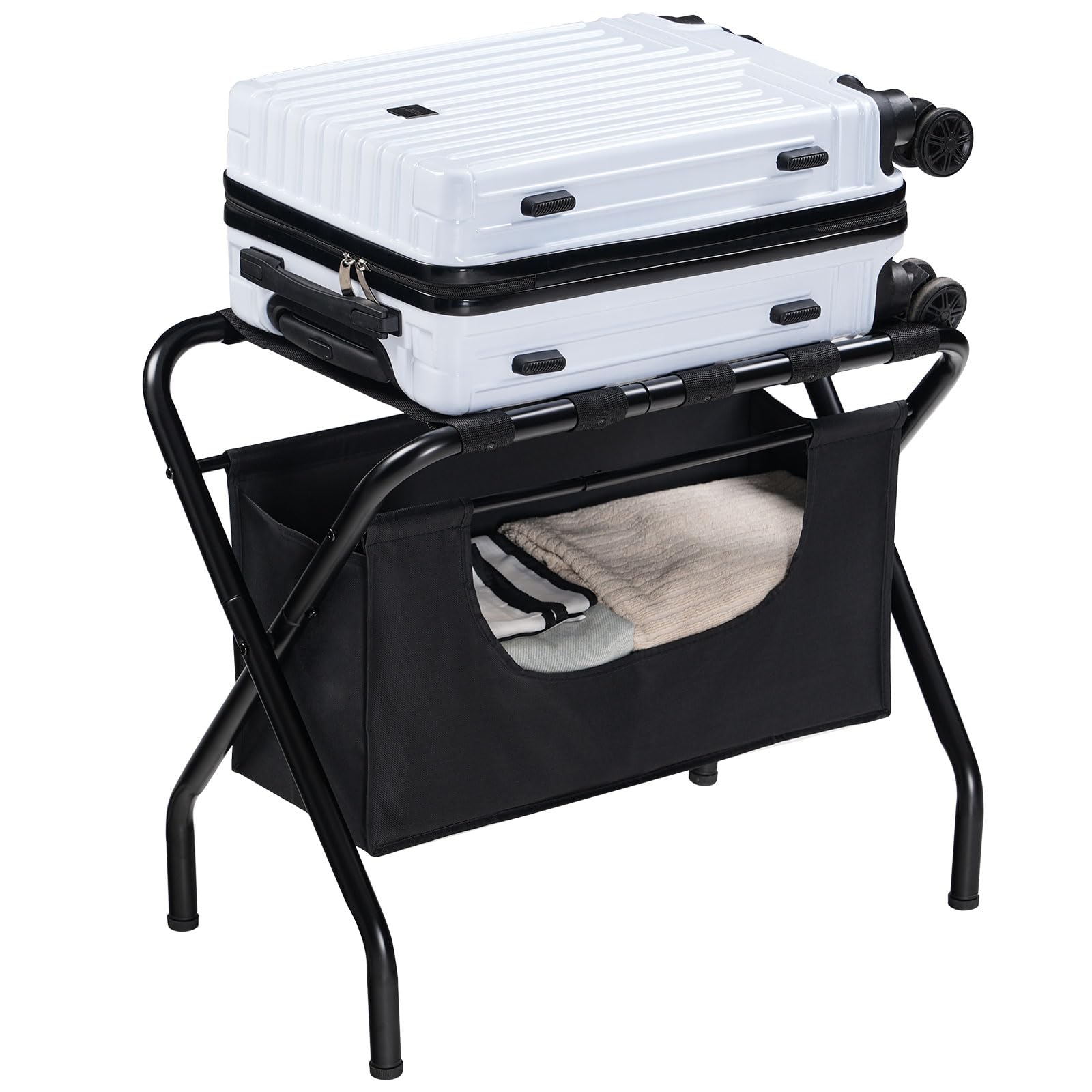 HOOBRO Luggage Rack with Laundry Bag, Folding Suitcase Stand for Guest