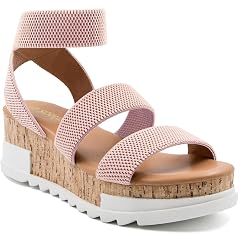 Athlefit Womens Wedge Sandals Platform Sandals Cork Elastic Strap Platform Sandals
