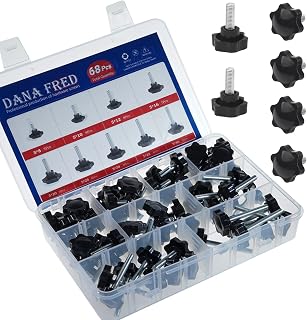 DANA FRED M5 Plum Male Thread Handle Star Knob, 68PCS Metal Clamping Hand Hexagon Star Knobs Assortment Kit