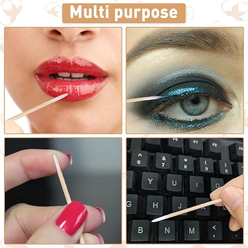 Miniatura 6 de Fenshine 1000 hisopos de algodón microblading, punta puntiaguda, hisopos de algodón, palitos de madera, aplicador de punta de algodón, suministros