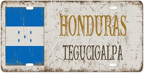 Placa de matrícula decorativa de la bandera nacional de la ciudad de Tegucigalpa, 6 x 12 pulgadas, recuerdo de la ciudad de Honduras, retro,