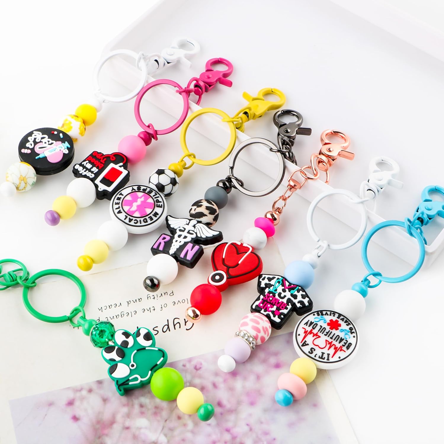 Sunrony 30PCS Medical Silicone Focal Beads Bulk, Pattern Focal Silicone Beads for Keychain Making Pens and Crafts Decoration(Medical Theme Mixed) - Image 2