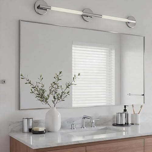 Miniatura 39 de Espejo de baño dorado naranja de 30 x 30 pulgadas para pared, espejo rectangular rectangular con marco de aluminio, moderno grande para dormitorio