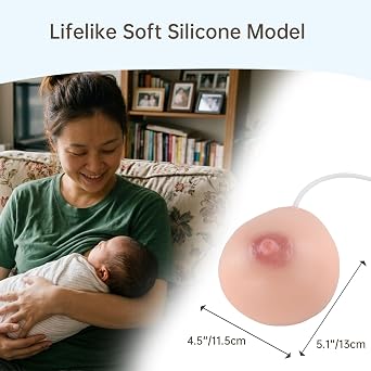 Lactation Breast Model with Realistic Milk Expression Function, Soft Silicone Breastfeeding Educational Tool for Lactation Consultants, Midwives & Nurses, Breast Pump & Hand Expression Training Aid