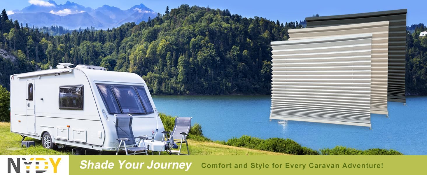 RV Window Shades, Blinds, 32'' W X 24'' H, Privacy Shades for motorhomes- Easy Installation, UV Protection, Light Blocking for Camper Vans, dim Out Black Fabric (Cappuccino, 32 * 24)