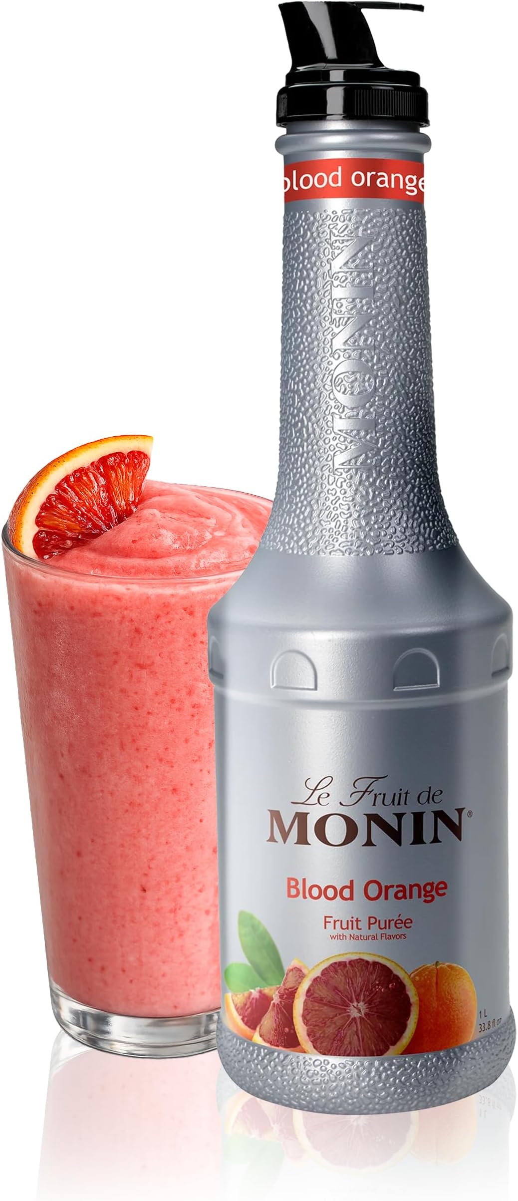 Monin - Blood Orange Purée, Tart, Juicy Citrus Taste, Great for Lemonades, Cocktails, and Culinary Creations, Vegan, Gluten-Free (1 Liter)
