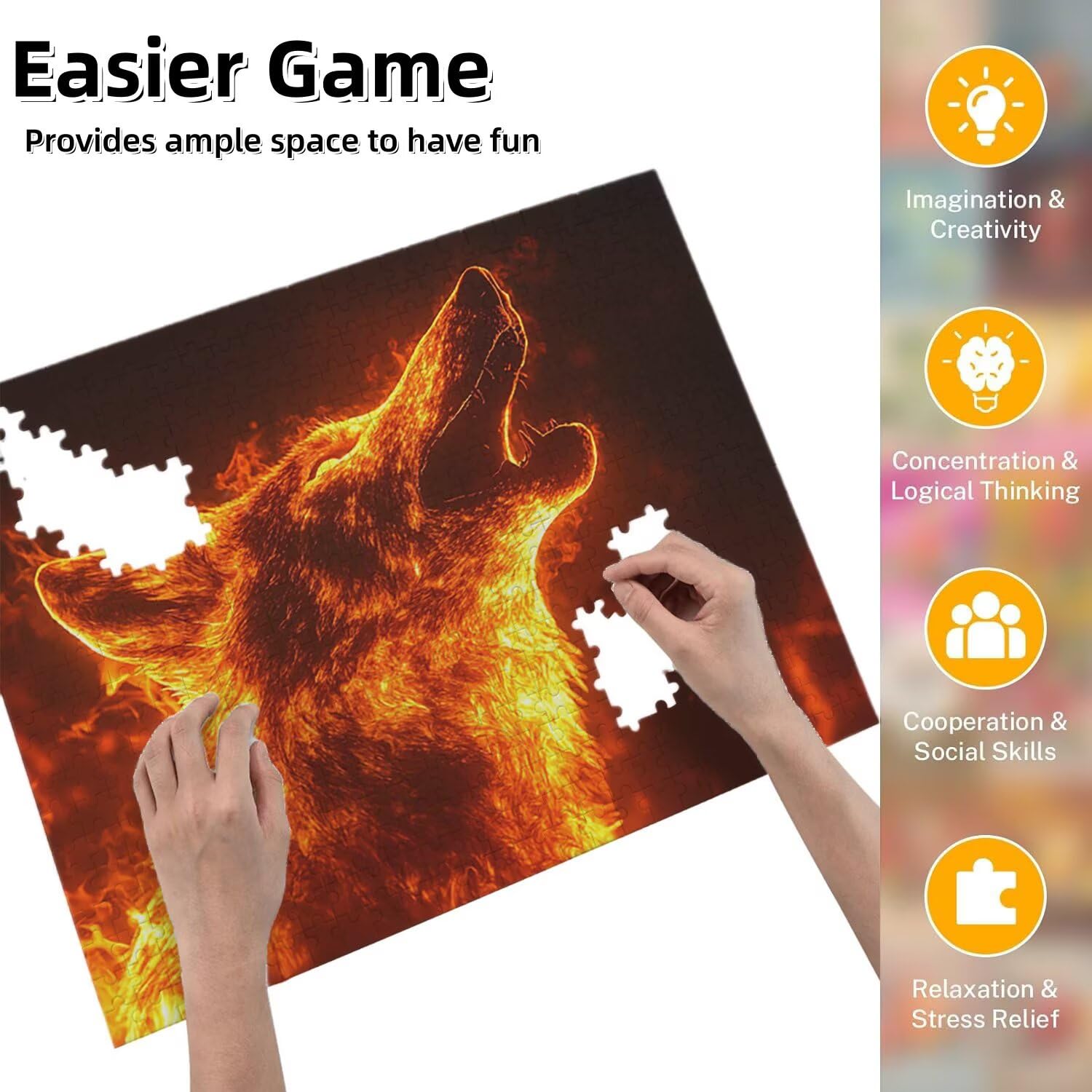 Jigsaw Puzzle, 5000 Pezzi Puzzle Classici, Lupo Di Fuoco Puzzle Rilassamento Intelligence, Mpossibile Difficile Puzzle Impegnativo per Adulti Puzzle Gioco Familiare, Regalo per Amore Amico fr0-961