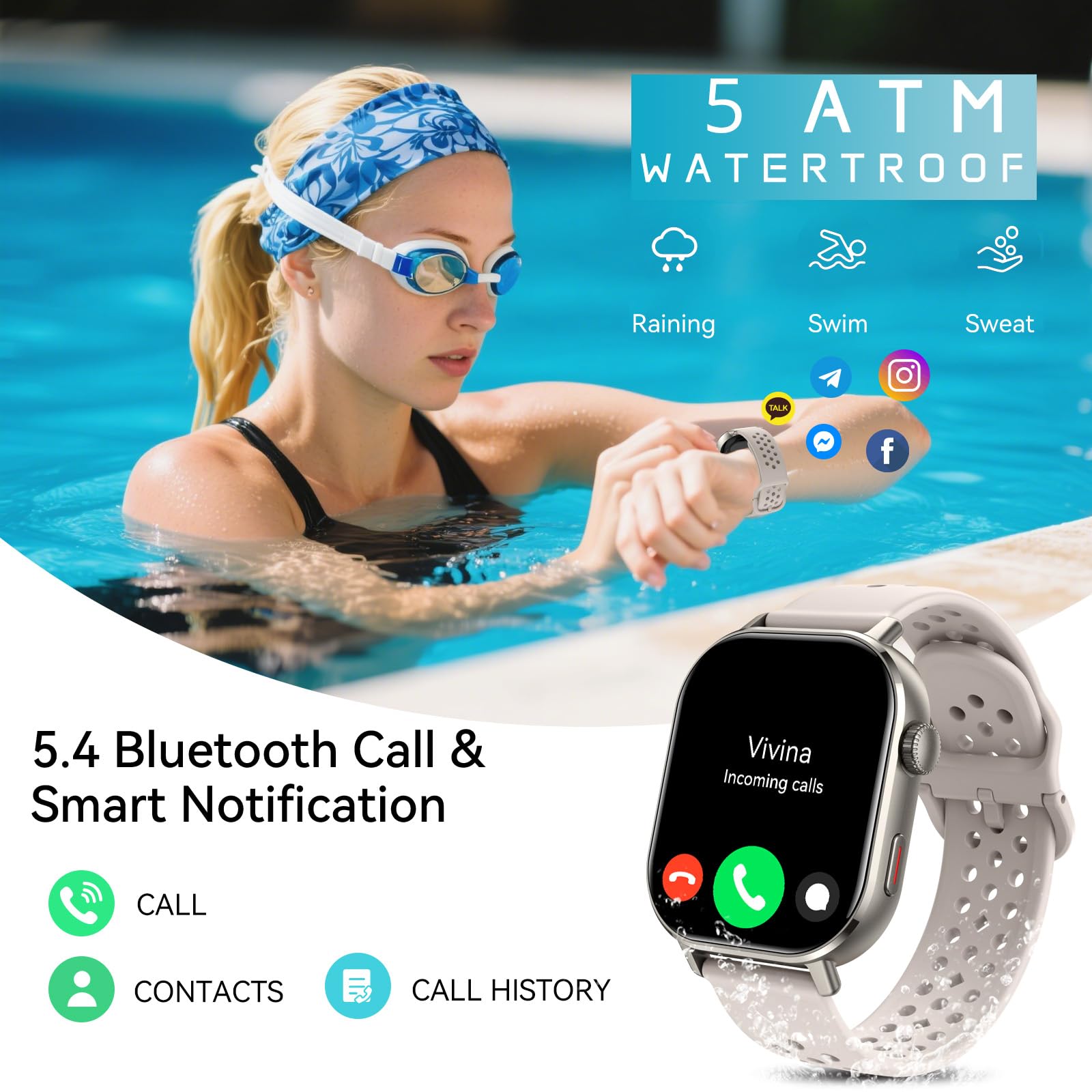Orologio intelligente con GPS, schermo AMOLED da 2,0 pollici, per uomini e donne (rispondere/effettuare chiamate), 178+ orologio sportivo fitness con frequenza cardiaca/monitoraggio del sonno/SpO2