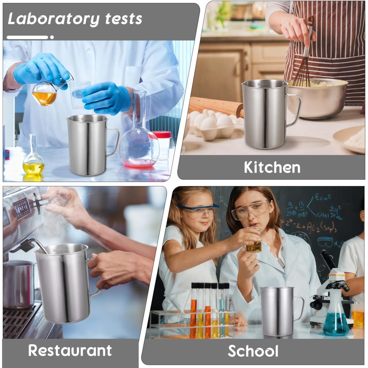 Angoily 2stücke Stainless Steel Measuring Cup Für Labor Und Küche Präzise Messbecher Für Flüssigkeiten Und Wiederverwendbar Und Leicht Zu Reinigen
