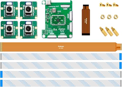 Arducam 16MP Autofocus Quad-Camera Kit for Raspberry Pi, 16MP IMX519 Autofocus Synchronized Pi Camera, Compatible with Nvidia Jetson Board