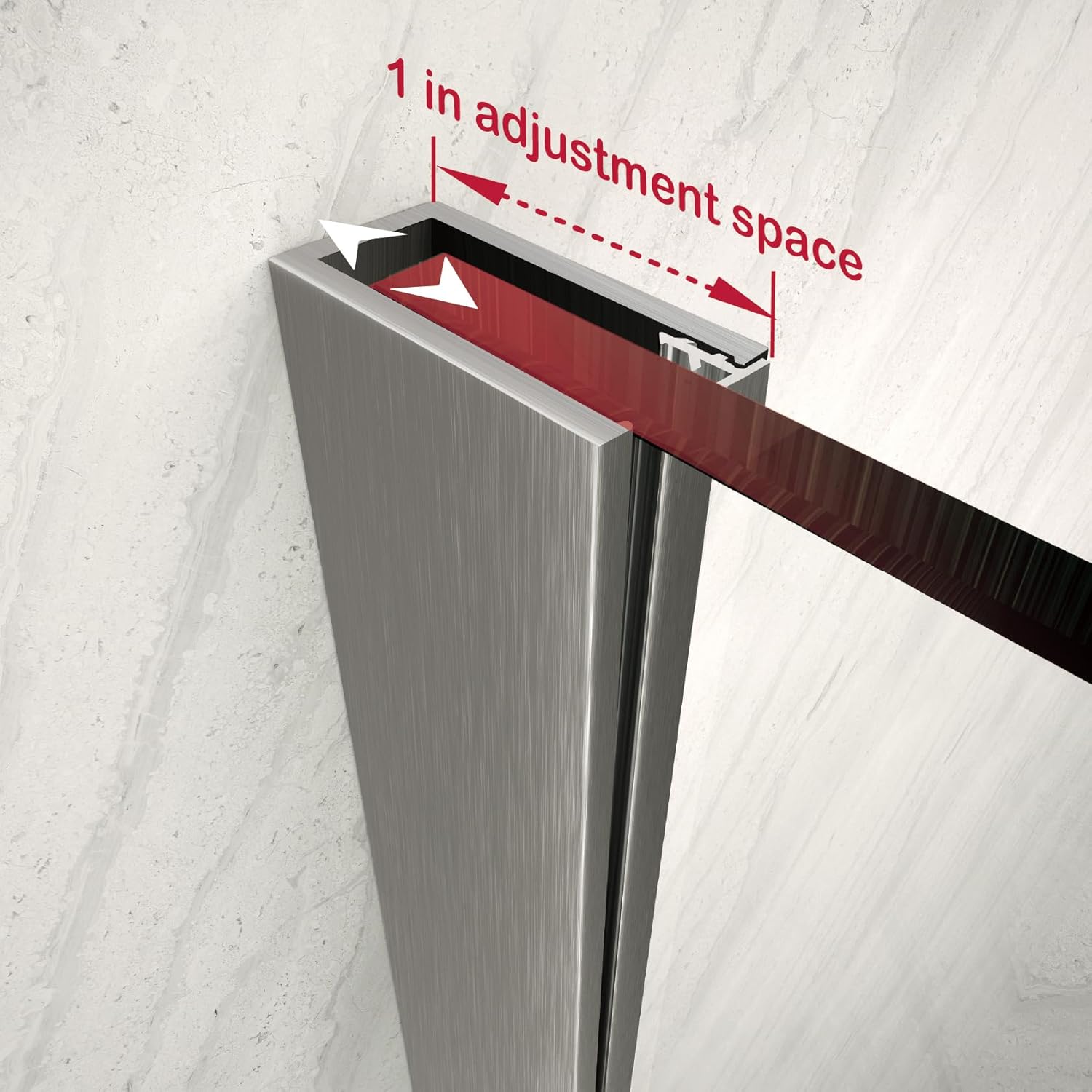 Diagram showing product dimensions of the shower door: 48 inches wide by 72 inches high