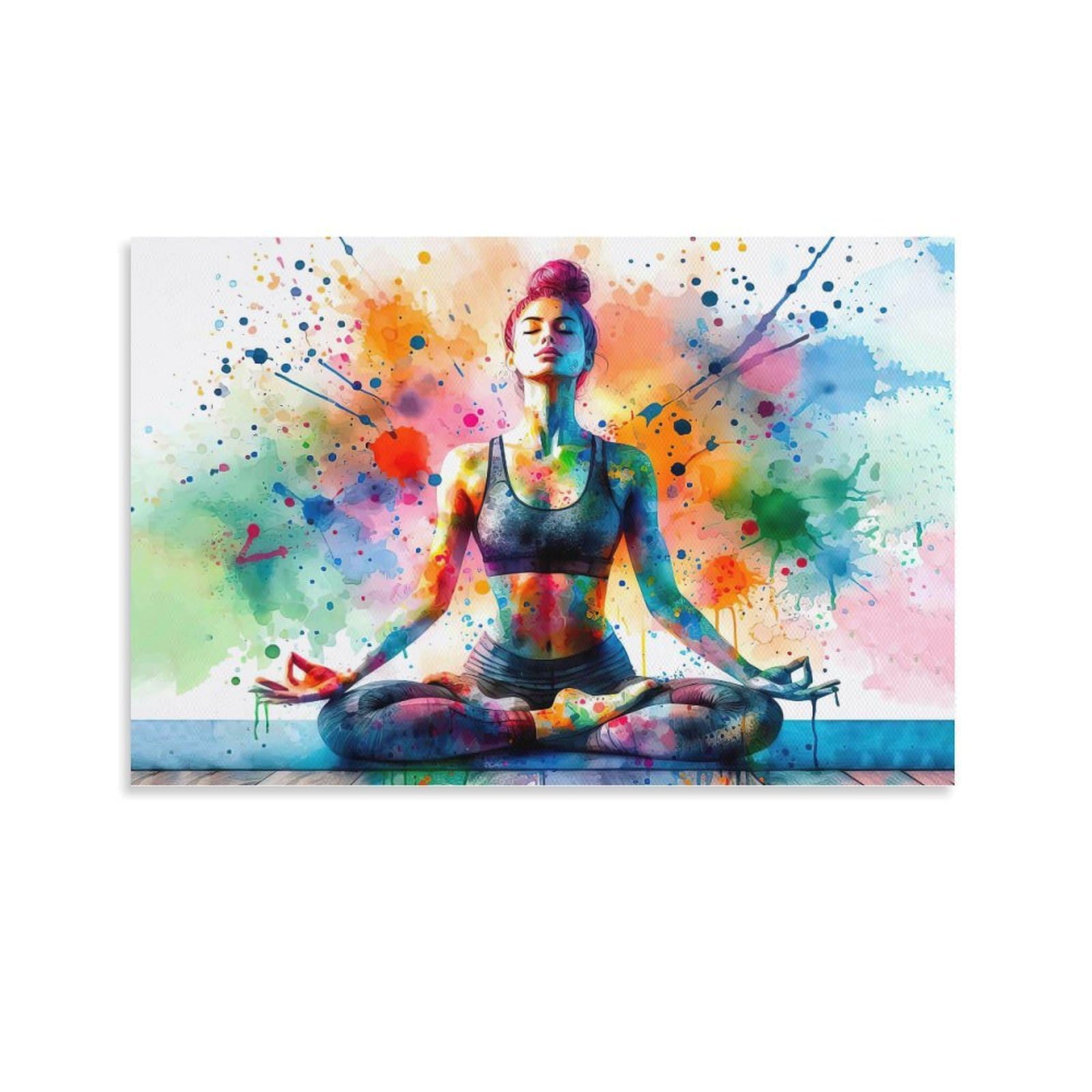 CPLVKWRQJ Yoga Meditation Woman Individual Meditating Woman Yoga Painting Wall Art Decor - Kitchen Canvas Wall Decor Removable Multi-Purpose Focal Point 20x30inch(50x75cm)