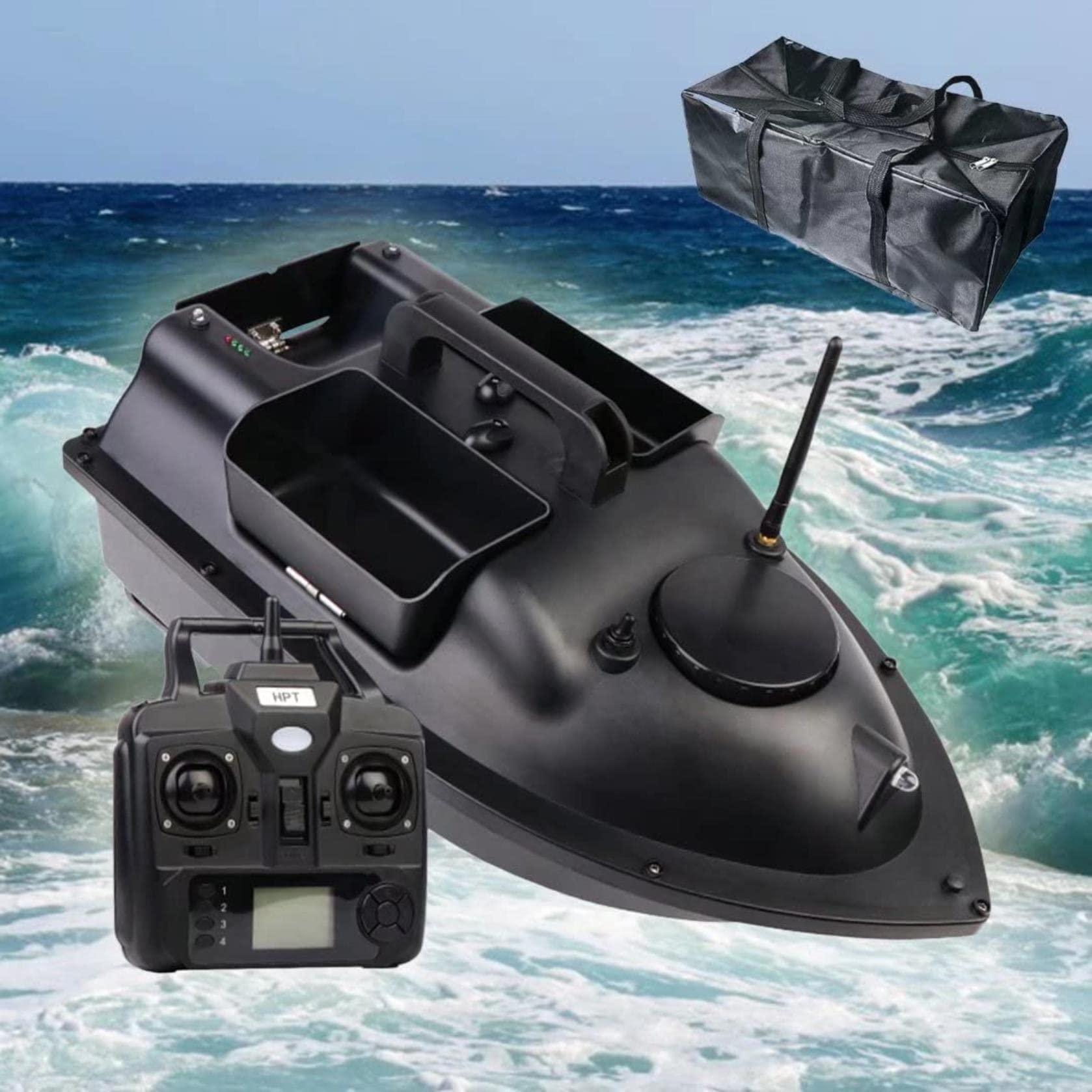 Bateau à appâts de pêche GPS avec télécommande 500m et charge de 1.5kg